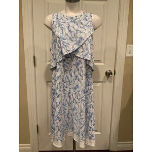 Tory Burch Blue & White Ellora Floral Layered Tank Dress Size L